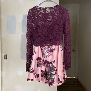 Purple Two-Piece Homecoming Dress